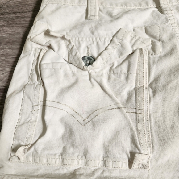 Levis White Cargo‎ Shorts 32 Vintage Y2K Original Thick Solid Multi Flap Pockets - Picture 9 of 10